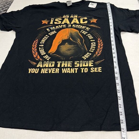 Isaac Name Shirt Men’s Black Short Sleeve Graphic Tee Size Medium - Picture 4 of 6
